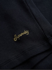 Superdry Blue Ath Ess Lace Trim V-Neck T-Shirt - Image 7 of 7