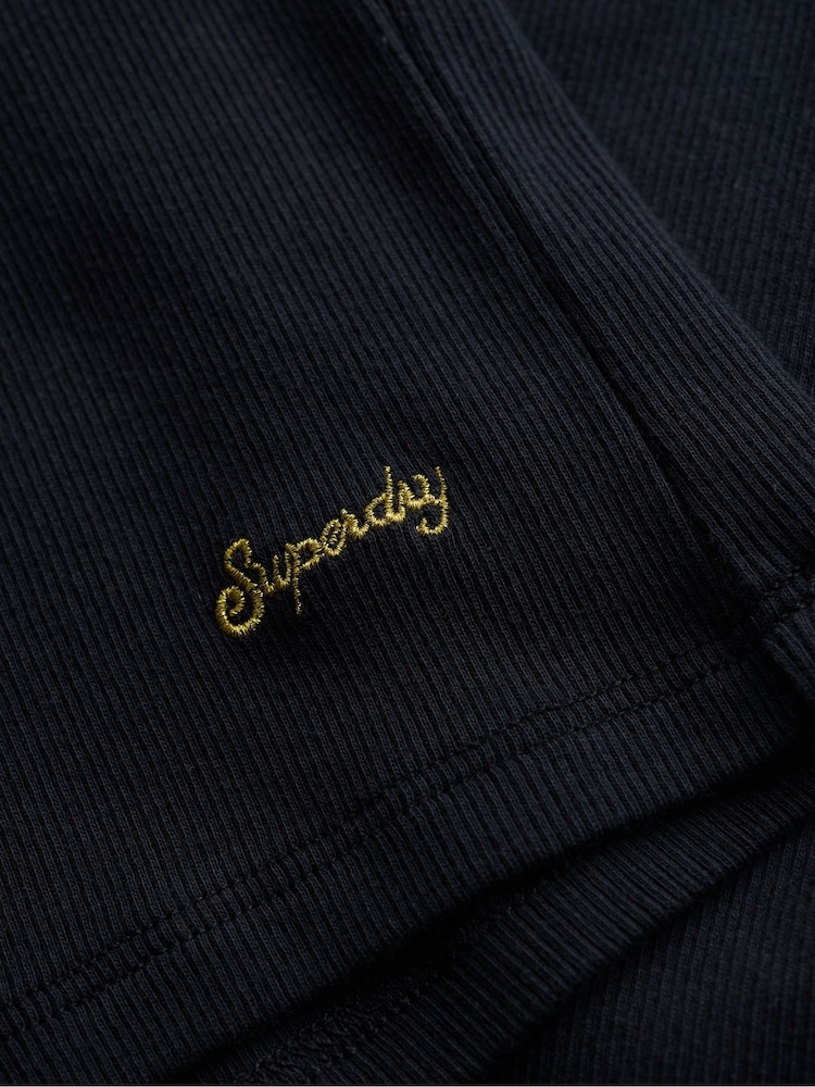 Superdry Blue Ath Ess Lace Trim V-Neck T-Shirt - Image 7 of 7
