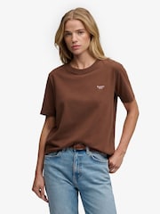 ブラウン - Superdry Signature 刺繍Tシャツ - 画像 1 / 7