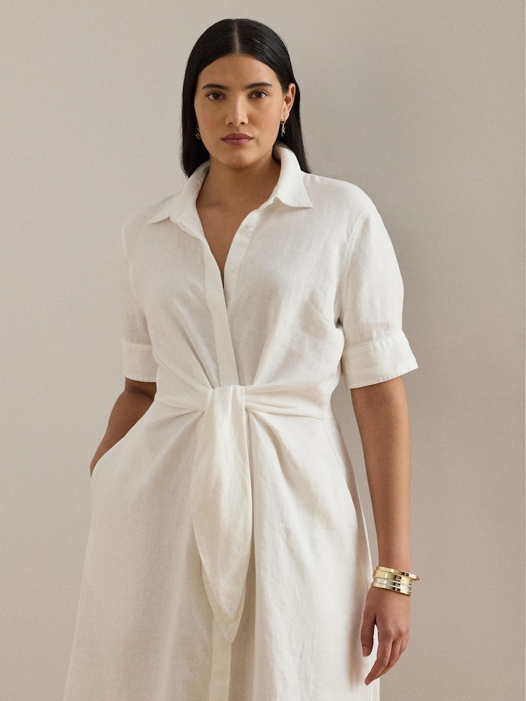 Lauren Ralph Lauren White Wakana-3/4 Sleeve-Casual Dress - Image 1 of 8