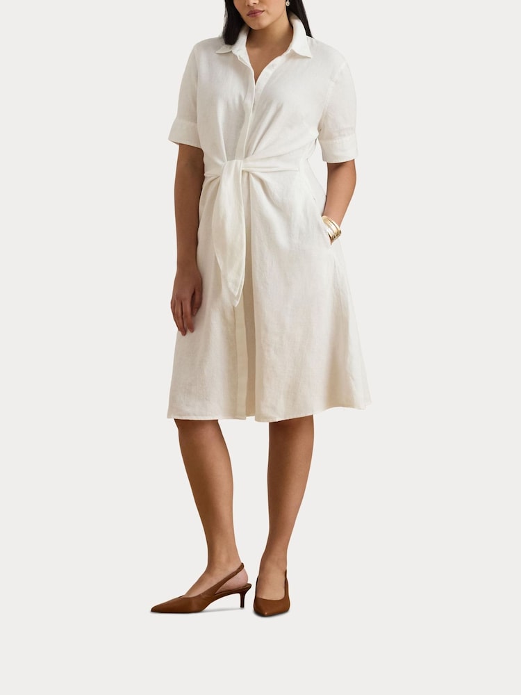 Lauren Ralph Lauren White Wakana-3/4 Sleeve-Casual Dress - Image 2 of 8
