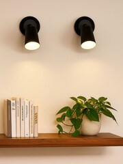 Searchlight 2 Pack Black Rechargeable Wall Lamp - Image 1 of 4
