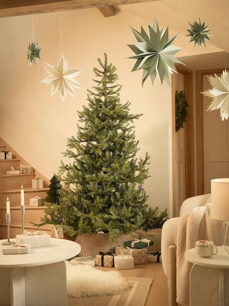 Cox & Cox Green Bergen Spruce Pre-Lit 7ft Christmas Tree 7ft - Image 1 of 3