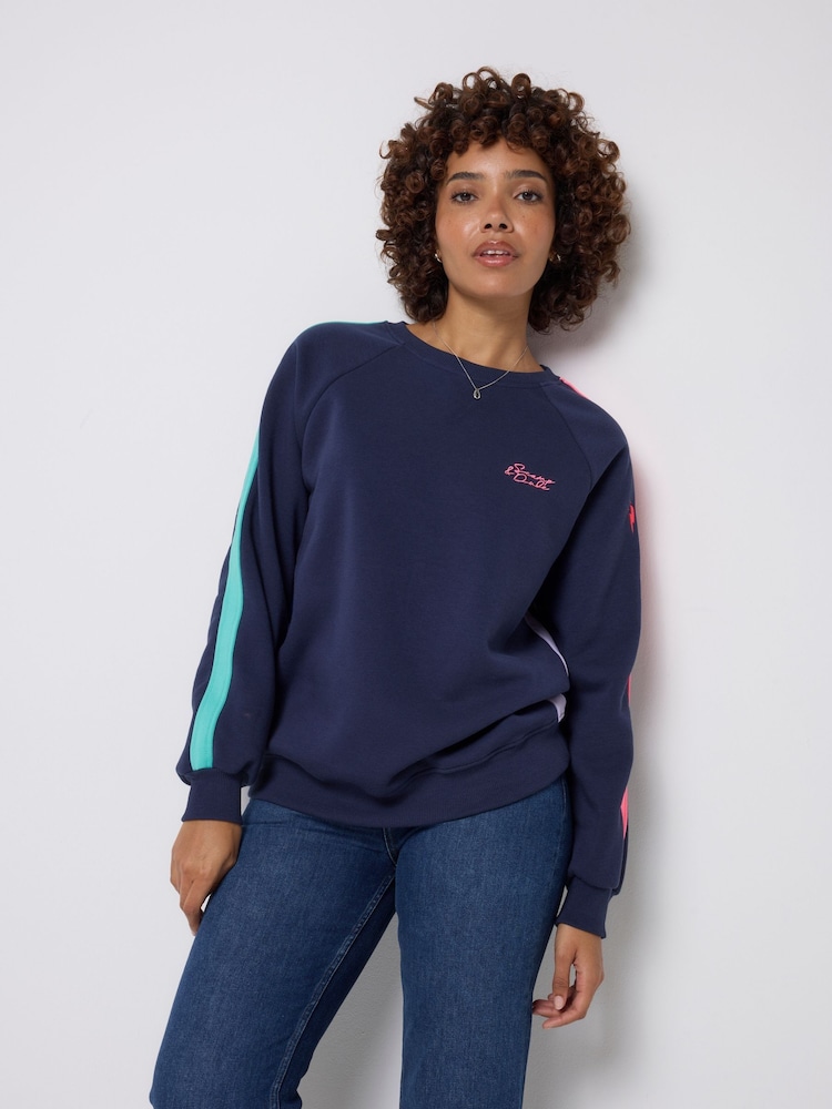 SCAMP & DUDE Blue Colourblock Sweatshirt - Image 1 of 4 SCAMP & DUDE Blue Colourblock Sweatshirt - Image 1 of 4