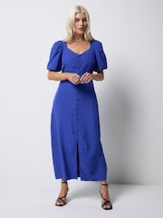 Tmavě modrá - SCAMP & DUDE Sweetheart Puff Sleeve Tea Dress Cheetah With Stars Print - Obrázek 1 z 5