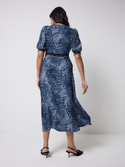 SCAMP & DUDE Blue Lace Trim Puff Sleeve Tea Dress - Image 3 of 4