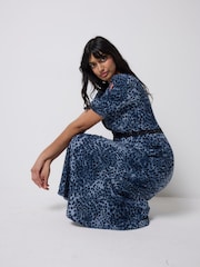 SCAMP & DUDE Blue Lace Trim Puff Sleeve Tea Dress - Image 4 of 4