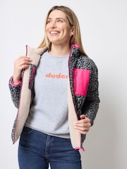 SCAMP & DUDE Green Reversible Quilt and Borg Wild Leopard and Lightning Bolt Coat - Image 3 of 6