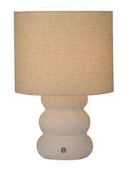 Searchlight White Textured Ceramic Rechargeable Table Lamp - Image 2 of 4