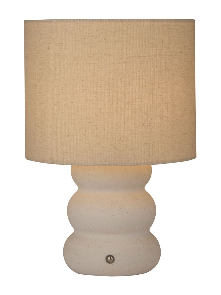 Searchlight White Textured Ceramic Rechargeable Table Lamp - Image 2 of 4