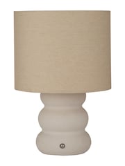 Searchlight White Textured Ceramic Rechargeable Table Lamp - Image 3 of 4