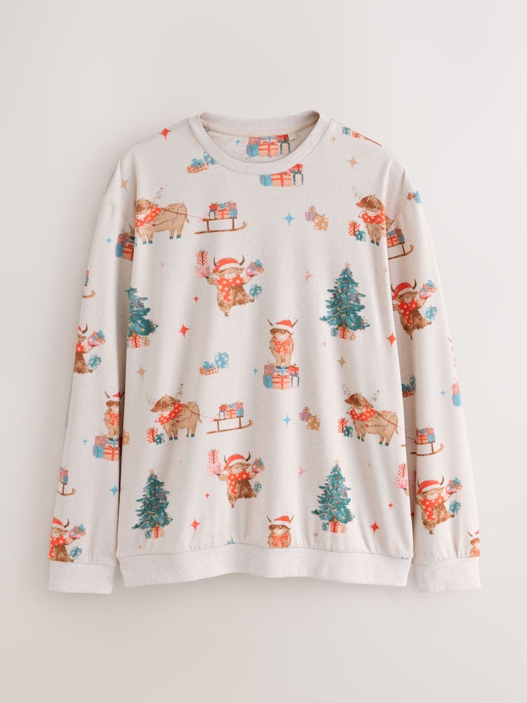 Oatmeal Hamish The Highland Cow Family Matchback Christmas Cosy Long Sleeve Pyjamas - Image 2 of 5