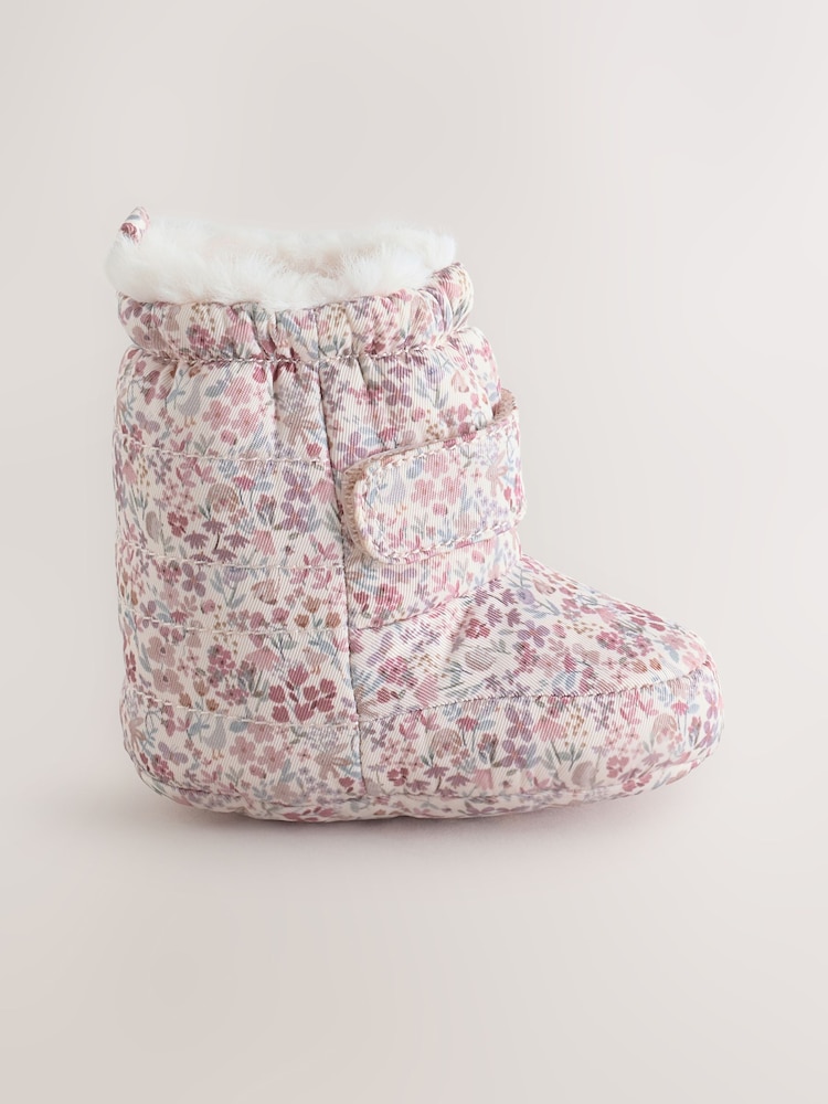 Pink Floral Baby Snow Boots (0-24mths) - Image 2 of 5 Pink Floral Baby Snow Boots (0-24mths) - Image 2 of 5