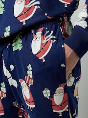 Navy Blue Santa Printed Family Matching Pyjamas Set - Image 5 of 9