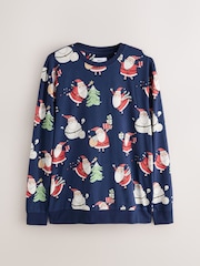 Navy Blue Santa Printed Family Matching Pyjamas Set - Image 7 of 9