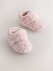 Pink Fur Baby Cosy Touch Fasten Slippers (0-24mths) - Image 1 of 5