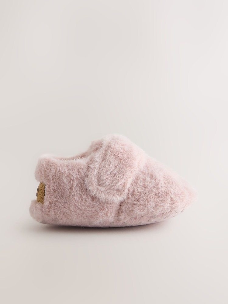 Pink Fur Baby Cosy Touch Fasten Slippers (0-24mths) - Image 2 of 5 Pink Fur Baby Cosy Touch Fasten Slippers (0-24mths) - Image 2 of 5