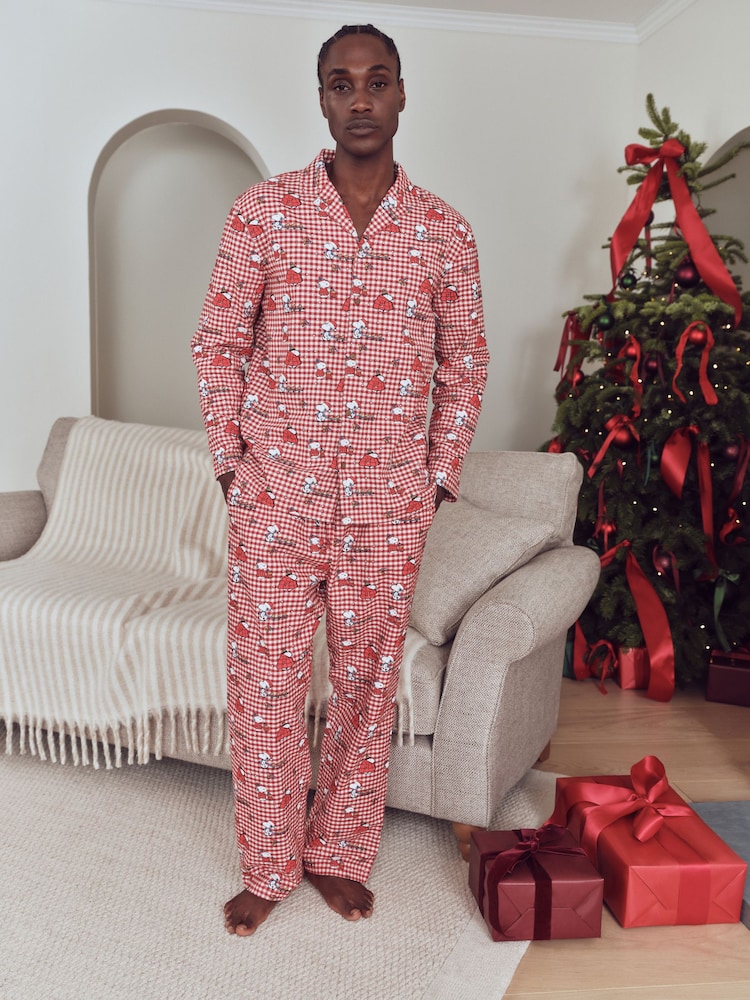 Snoopy Red Check Button Through Set Family Matching Christmas Pyjamas Set - Image 1 of 10