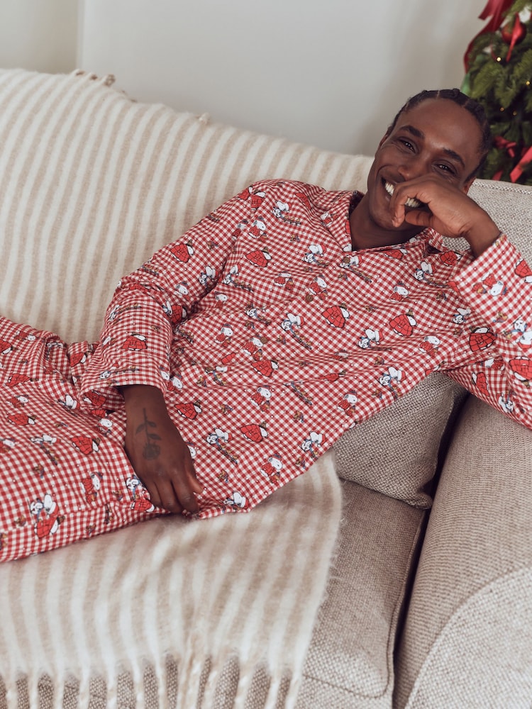 Snoopy Red Check Button Through Set Family Matching Christmas Pyjamas Set - Image 2 of 10