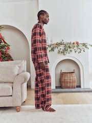 Rød/Navy Check - Sæt med Knapper - Matchende familiesæt med pyjamas til jul - Billede 3 af 10