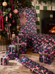 Navy Blue Pigs in Blankets Extra Wide 10M Christmas Wrapping Paper - Image 1 of 4