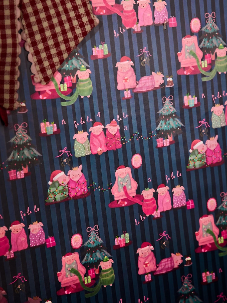 Navy Blue Pigs in Blankets Extra Wide 10M Christmas Wrapping Paper - Image 2 of 4 Navy Blue Pigs in Blankets Extra Wide 10M Christmas Wrapping Paper - Image 2 of 4