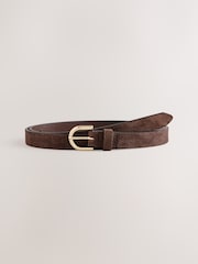 Marrón chocolate - Skinny Suede Leather Belt - Imagen 1 de 3