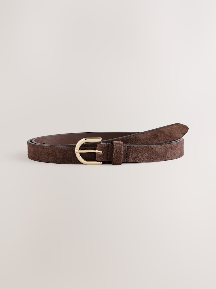 Marrón chocolate - Skinny Suede Leather Belt - Imagen 1 de 3