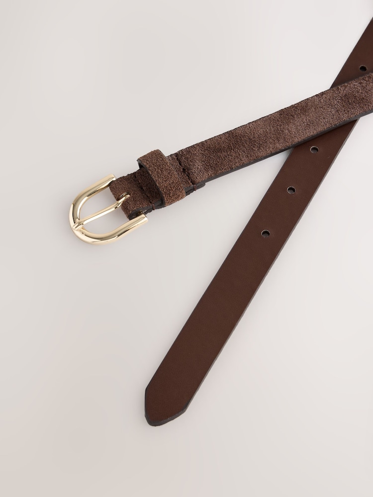 Marrón chocolate - Skinny Suede Leather Belt - Imagen 2 de 3