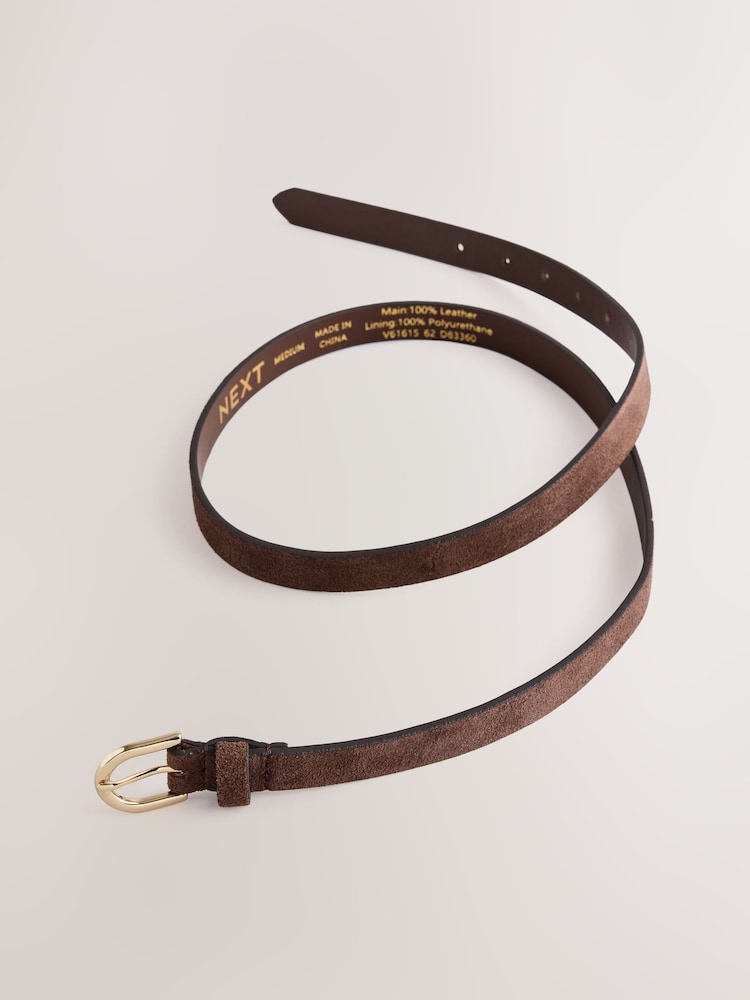 Marrón chocolate - Skinny Suede Leather Belt - Imagen 3 de 3