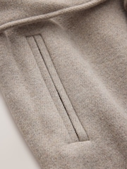 Neutral Cream Double Breasted Formal Funnel Neck Coat With Wool - Image 9 of 9