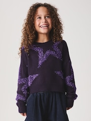 Purple Tinsel Star Fluffy Jumper (3-16yrs) - Image 1 of 4