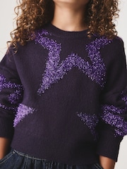 Purple Tinsel Star Fluffy Jumper (3-16yrs) - Image 2 of 4