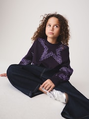 Purple Tinsel Star Fluffy Jumper (3-16yrs) - Image 4 of 4