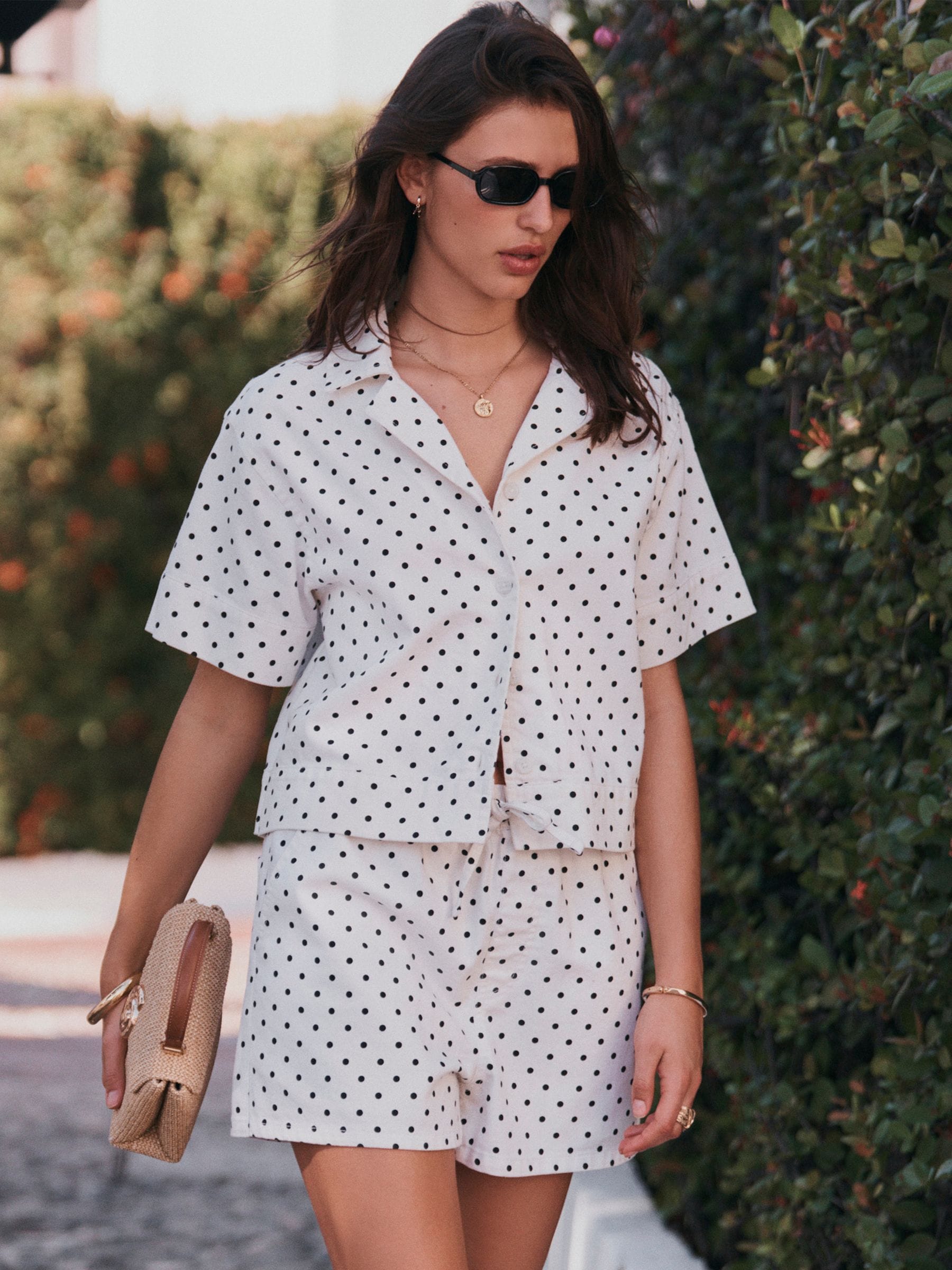 Buy White/Black Polka Dot Short Sleeve Denim Shirt from Next USA