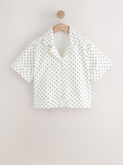 Blanco/lunares negros - Camisa de denim de manga corta - Imagen 5 de 7