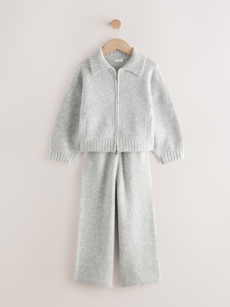 Grey Knitted Hoodie & Trousers Set (3-16yrs) - Image 1 of 5 Grey Knitted Hoodie & Trousers Set (3-16yrs) - Image 1 of 5