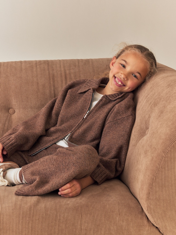 Brown Knitted Hoodie & Trousers Set (3-16yrs) - Image 1 of 5 Brown Knitted Hoodie & Trousers Set (3-16yrs) - Image 1 of 5