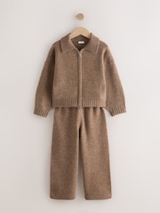 Brown Knitted Hoodie & Trousers Set (3-16yrs) - Image 6 of 10