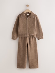 Brown Knitted Hoodie & Trousers Set (3-16yrs) - Image 8 of 10
