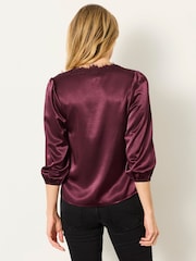FatFace Betty Wine Petite Lace Trim Blouse - Image 2 of 5