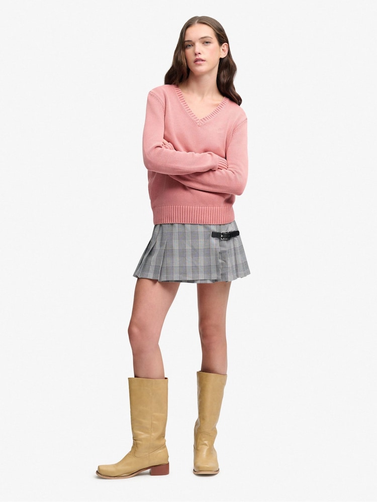 Rosa claro - Suéter Cuello de pico lavado Superdry - Imagen 2 de 8
