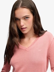 Rosa claro - Suéter Cuello de pico lavado Superdry - Imagen 3 de 8