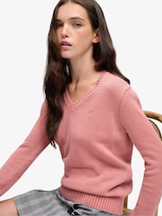 Rosa claro - Suéter Cuello de pico lavado Superdry - Imagen 4 de 8