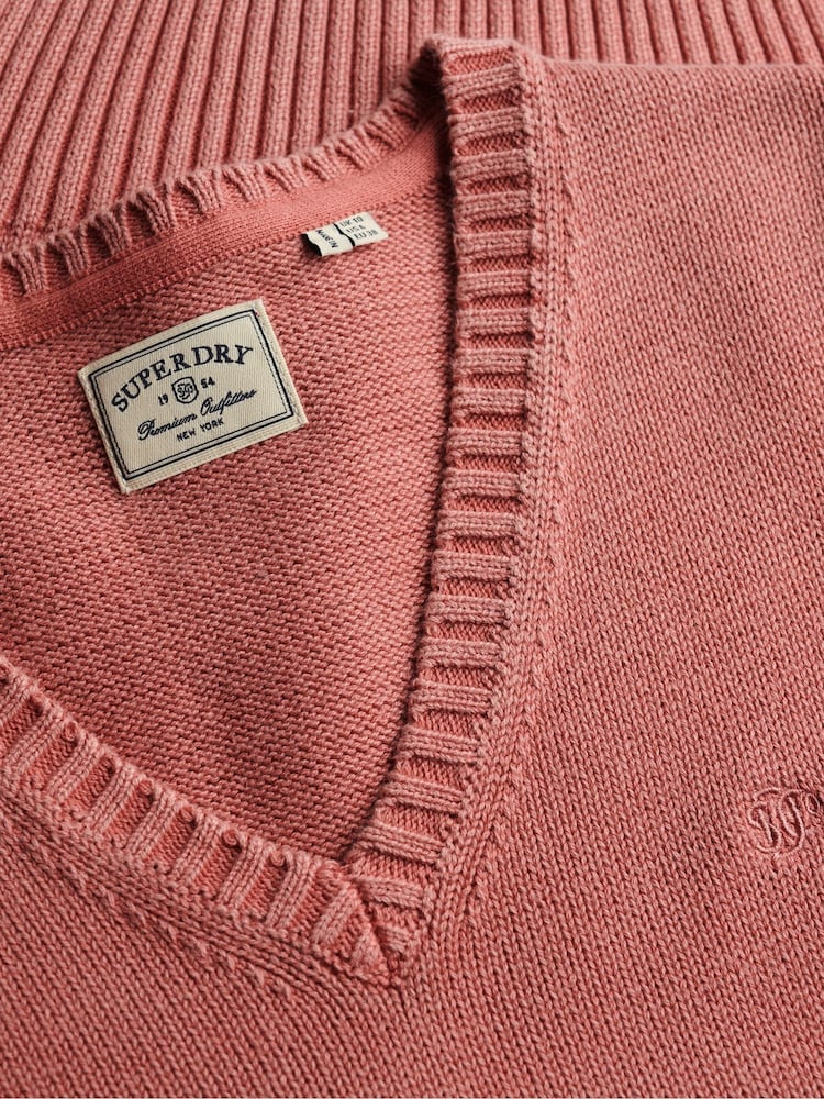 Rosa claro - Suéter Cuello de pico lavado Superdry - Imagen 8 de 8
