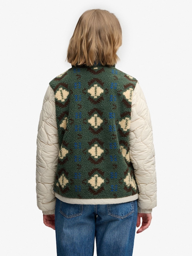 Superdry Green Onion Quilt Hybrid Fleece - Image 2 of 8 Superdry Green Onion Quilt Hybrid Fleece - Image 2 of 8
