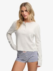 Superdry Brown Athletic Essentials Waffle Button Top - Image 1 of 6