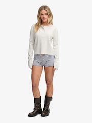 Superdry Brown Athletic Essentials Waffle Button Top - Image 3 of 6