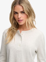 Superdry Brown Athletic Essentials Waffle Button Top - Image 5 of 6
