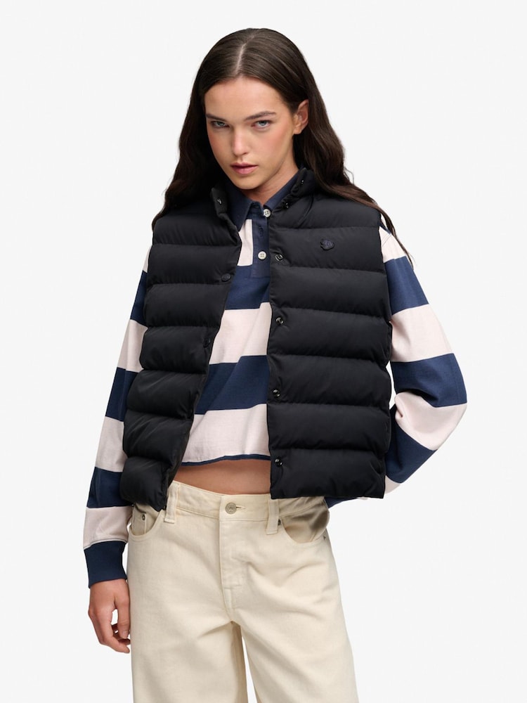 Schwarz - Superdry Entry Padded Snap Gilet - Bild 1 von 7